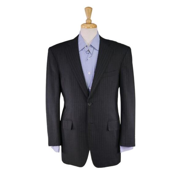 WW Chan & Sons Bespoke Gray Pinstripe Super 160's Wool 2-Btn Blazer 40R
